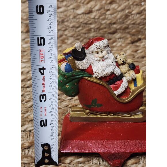 Vtg. Windsor Collection Christmas Stocking Holder Hanger Cast Iron Santa Sleigh - Picture 9 of 11
